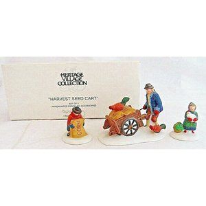Dept 56 Heritage Village Accessories Harvest Seed Cart Set 3 Figures 5645-6 Vtg